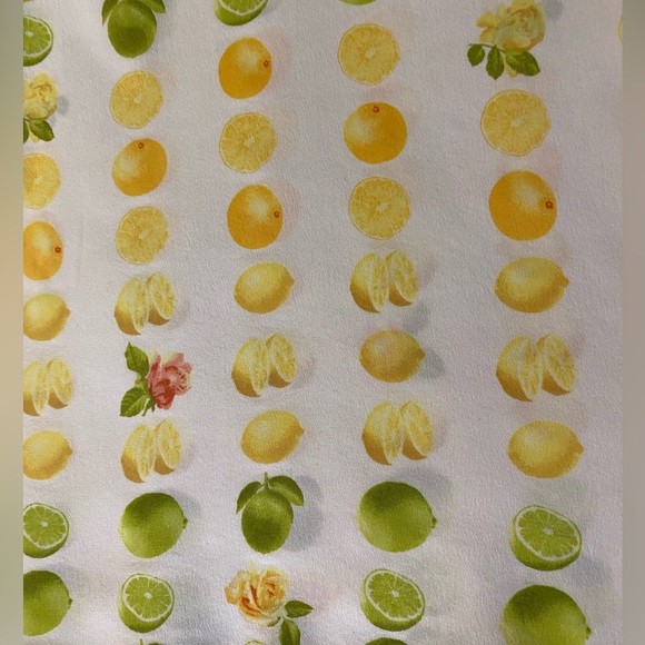 Equipment Femme 100% Silk Button Down Tank Dickey Citrus Lemons Limes Roses L - Picture 3 of 9